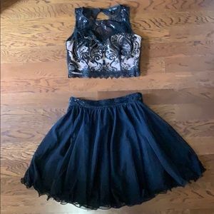 2 piece black formal, above knee, size 5